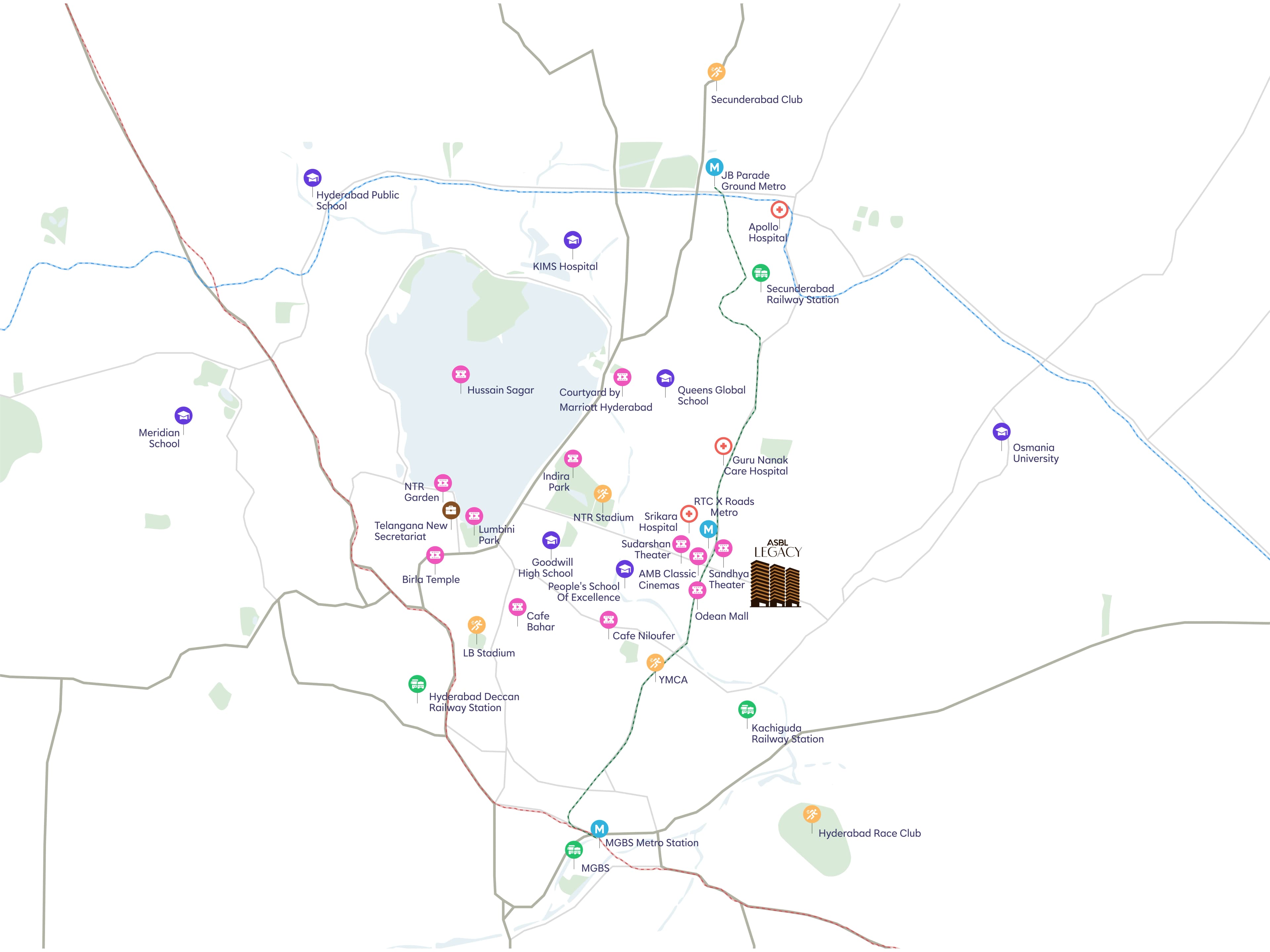RTC X Roads & surrounding landmarks map